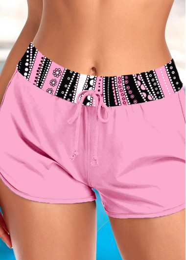 ROTITA Pink Geometric Print Mid Waisted Swim Shorts