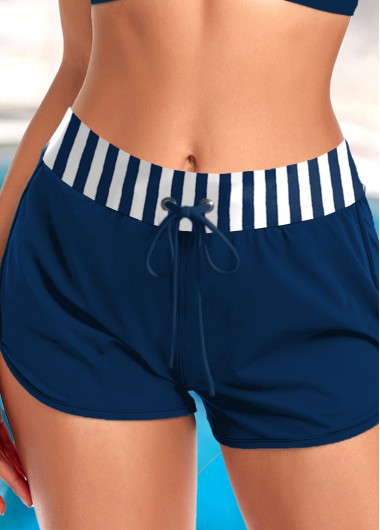Mid Waisted Navy Striped Beach Shorts