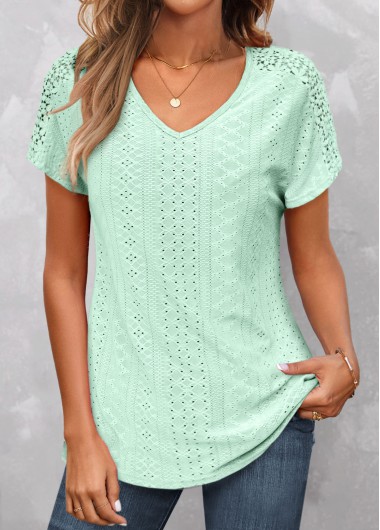 Plus Size Short Sleeve V Neck T Shirt