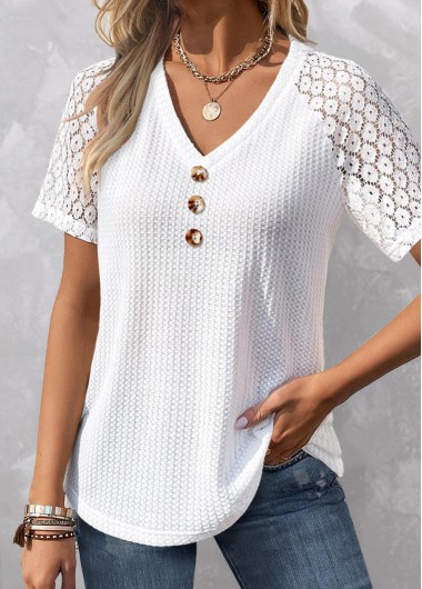 Plus Size Short Sleeve V Neck T Shirt