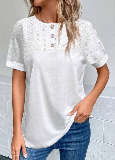 Plus Size Short Sleeve Round Neck Blouse