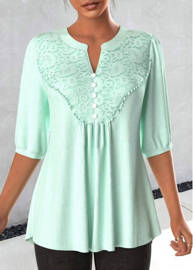 Plus Size Three Quarter Length Sleeve Blouse