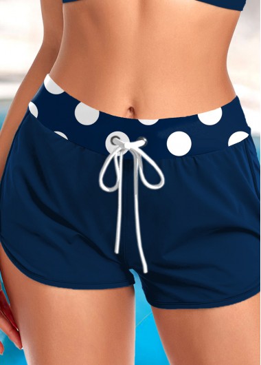 ROTITA Navy Polka Dot Mid Waisted Swim Shorts