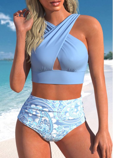 ROTITA Criss Cross Stretch Dusty Blue Bikini Top