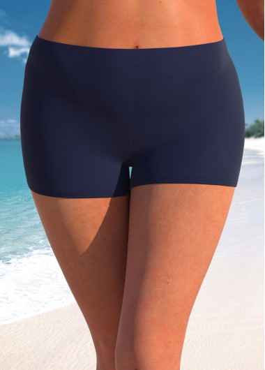 High Waisted Navy Plus Size Swim Shorts