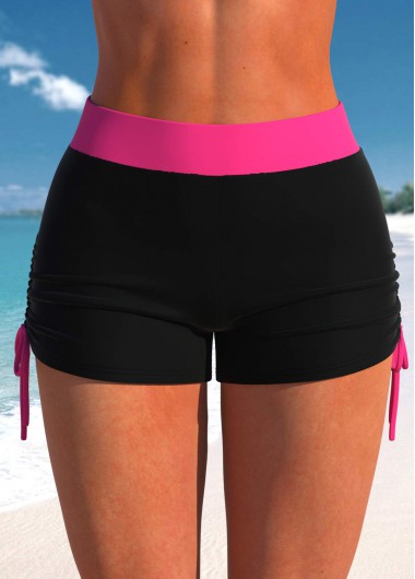 Contrast High Waisted Black Swim Shorts