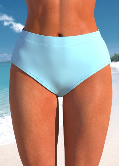 Mid Waisted Light Blue Stretch Bikini Bottom