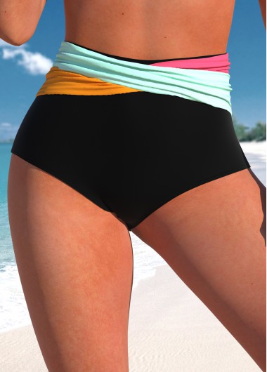 Contrast Mid Waisted Black Bikini Bottom