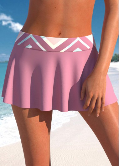 ROTITA Pink Geometric Print Mid Waisted Pantskirt