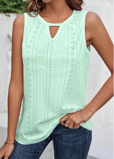 Plus Size Light Green Cut Out Tank Top