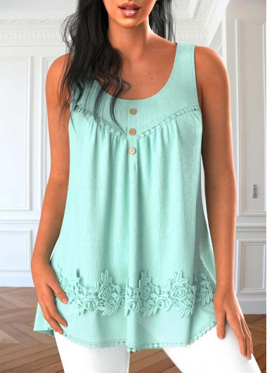ROTITA Patchwork Mint Green Scoop Neck Tank Top