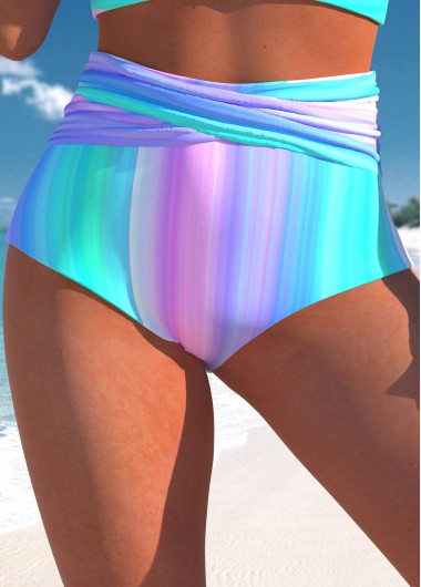 High Waisted Multi Color Striped Bikini Bottom