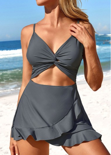 ROTITA Twist Dark Grey One Piece Swimwear