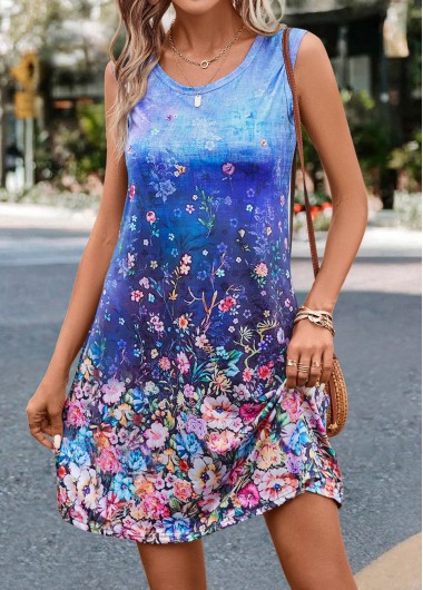 Floral Print Lightweight Multi Color Short Dress