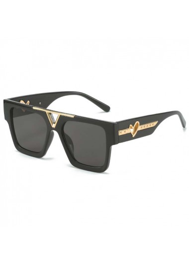 Heart Design Hollow Geometric Black Sunglasses