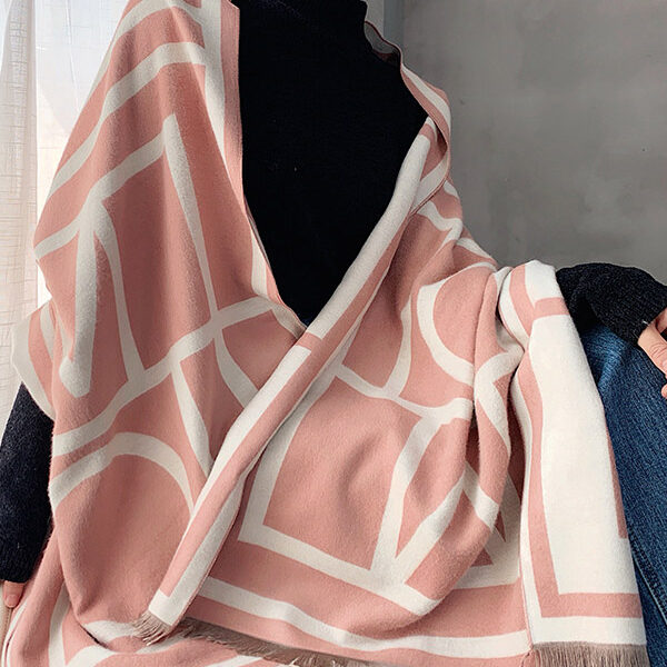 Imitation Cashmere Double-Sided Shawl PINK-FREE SIZE SkuCY-!69990MaterialImitated Cashmere StyleLoose