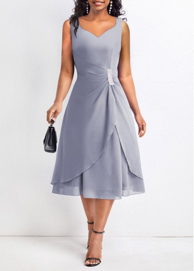 ROTITA Asymmetry Dusty Purple Heart Collar Sleeveless Dress