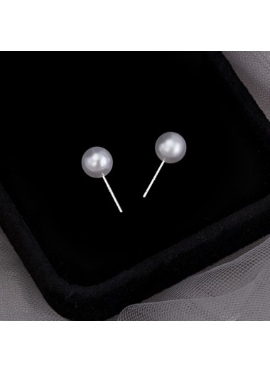 Round Pearl Detail Geometric Pattern White Earrings
