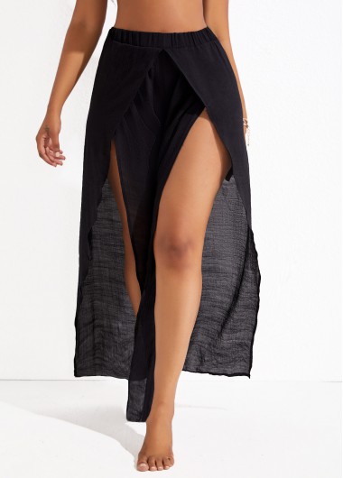 High Split Black Lightweight Cover Up