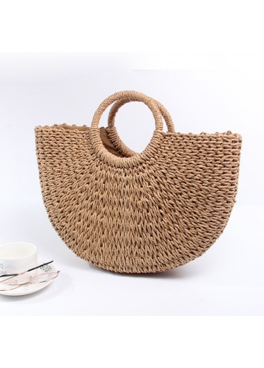 Circular Design Light Camel Drawstring Hand Bag