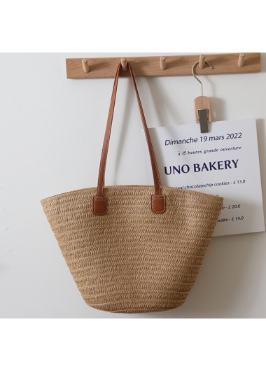 Straw Light Camel Zip Shoulder Bag