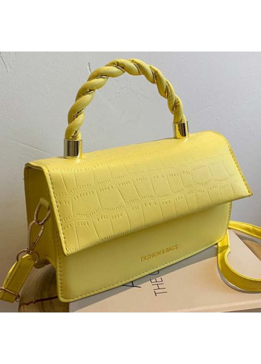 Twist Detail Yellow Magnetic Crossbody Bag