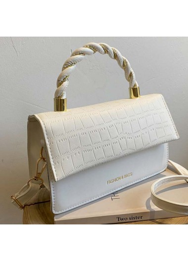 Twist Detail White Magnetic Crossbody Bag
