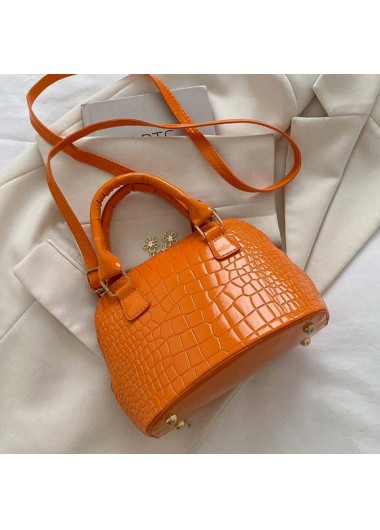 Four Leaf Clover Detail Orange Zip Shoulder Bag