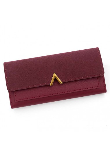 Deep Red Hasp Metal Ring Detail Wallet
