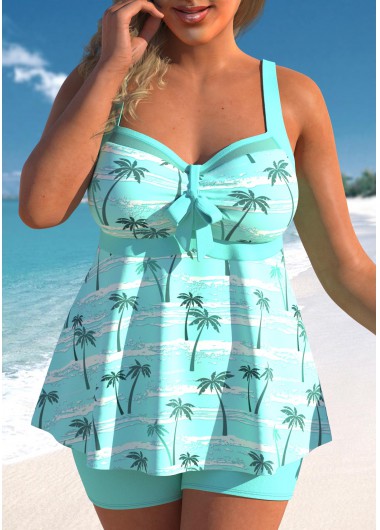 Patchwork Mint Green Plus Size Tankini Top