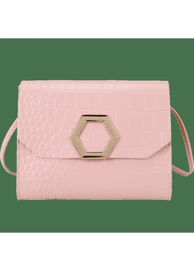 Pink Magnetic Geometric Pattern Shoulder Bag