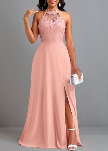 Sleeveless Tie Dusty Pink Maxi Dress