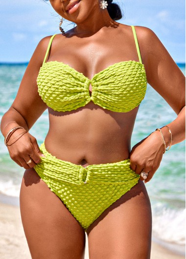 ROTITA Avocado Green Cut Out Bikini Set