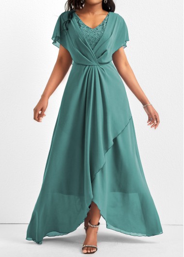 ROTITA Lace Mint Green V Neck Maxi Dress