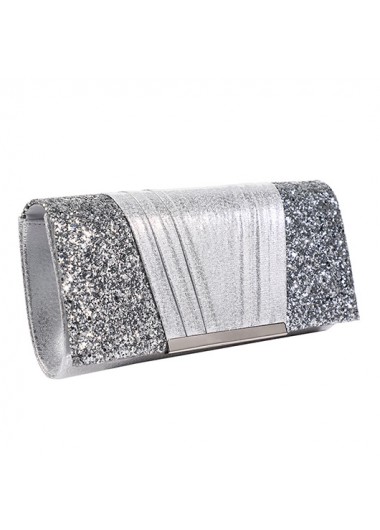 Grey Chains Sequin Magnetic Shoulder Bag