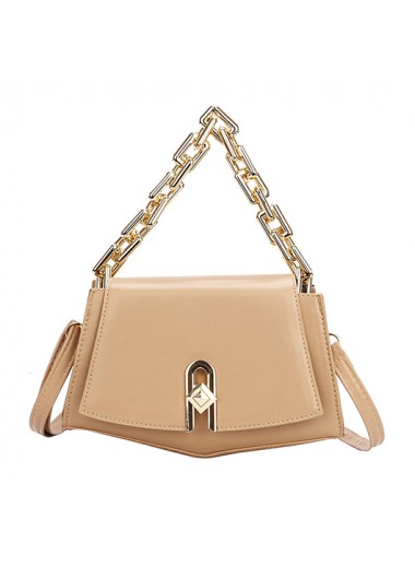Chains Light Coffee Turnlock Shoulder Bag
