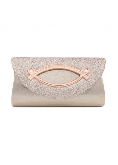 Champagne Cutout Sequined Magnetic Evening Bag