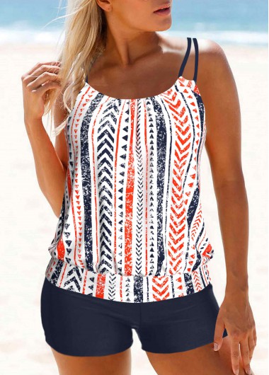 ROTITA Circular Ring Multi Color Mid Waisted Tankini Set