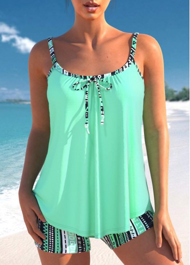 ROTITA Tie Mint Green Geometric Print Tankini Set