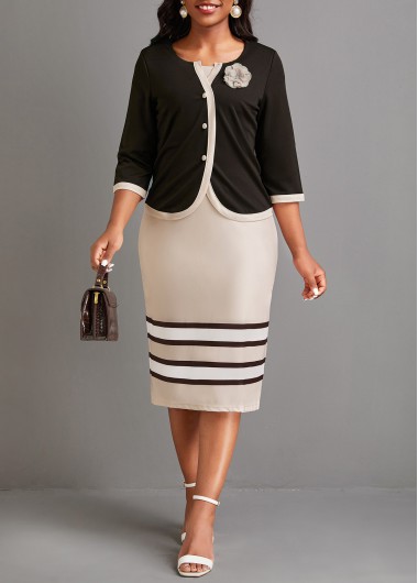 Striped Dark Coffee Dress