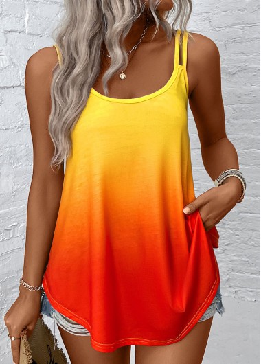 ROTITA Ombre Multi Color Scoop Neck Camisole Top