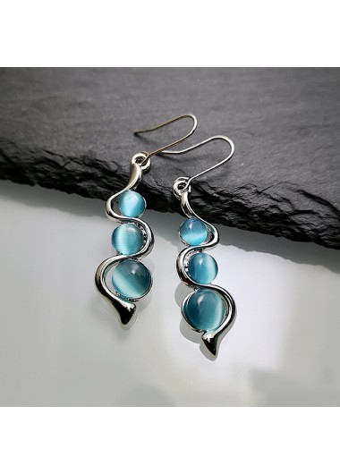 Round Artificial Zircon Detail Sky Blue Earrings