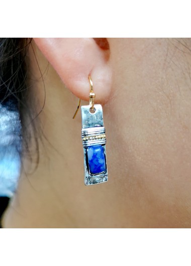 Rectangle Design Royal Blue Alloy Earrings