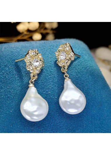 Pearl Detail Teardrop Design White Earrings