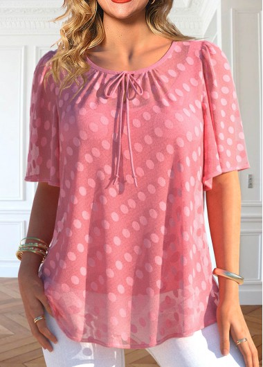 ROTITA Layered Peach Red Round Neck T Shirt