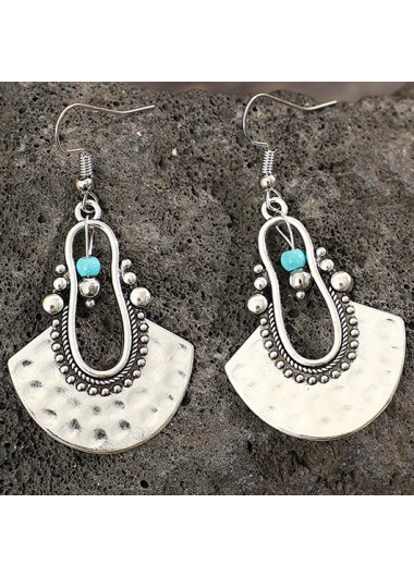 Silvery White Alloy Detail Geometric Design Earrings