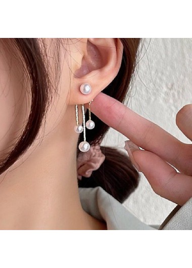 Round White Pearl Detail Patchwork Earrings