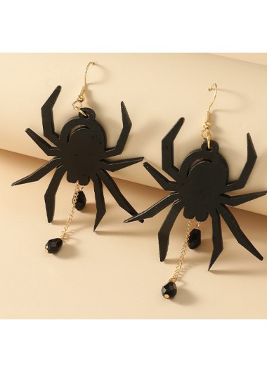 Spider Design Patchwork Halloween Black Earrings