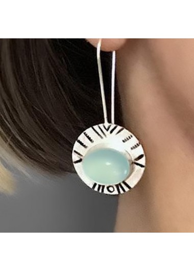 Round Metal Detail Silvery White Earrings