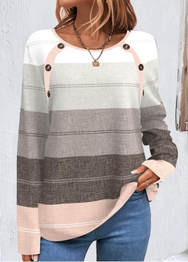 ROTITA Button Multi Color Round Neck T Shirt